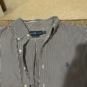 Ralph Lauren White and Blue Casual Button Down Shirt